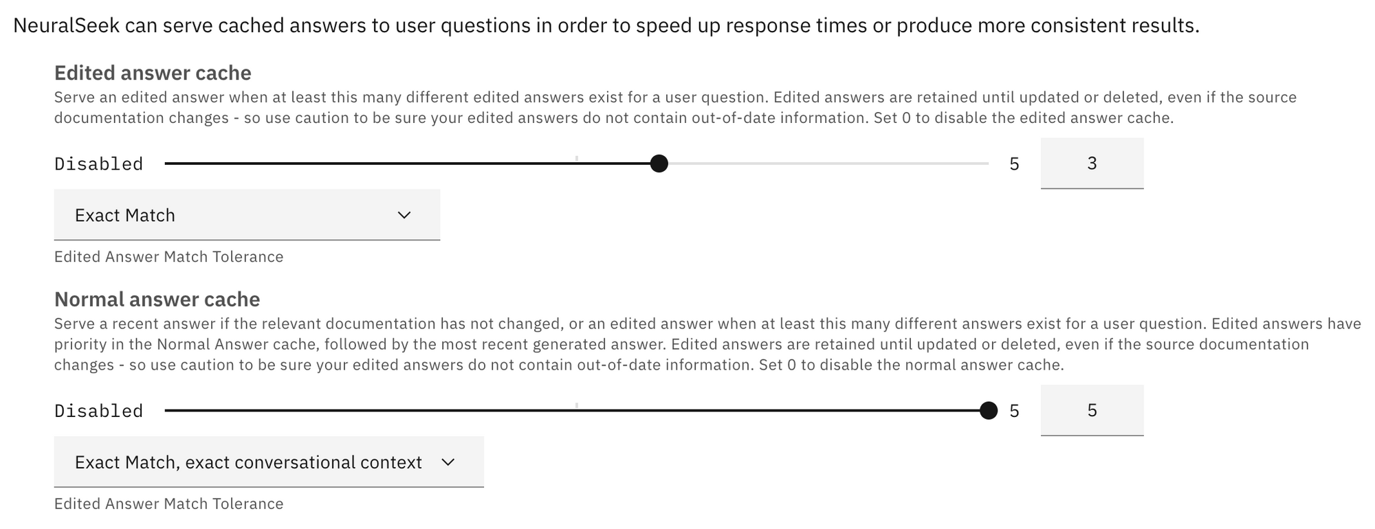 answer cache settings